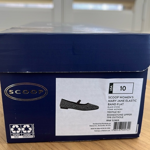 Scoop Studded Rhinestones Black Mary Jane Flats Size 10 New In Box - Picture 8 of 8